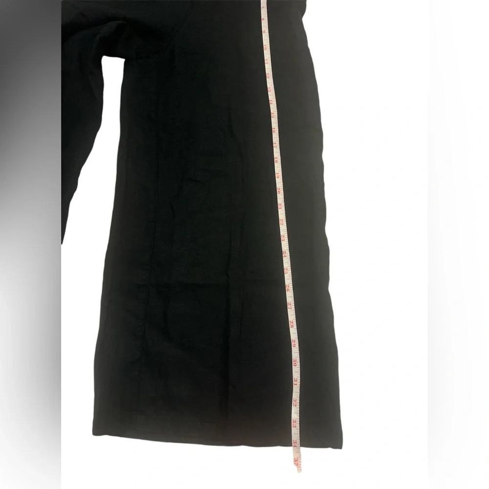 H by Halston Linen Wide Leg Ankle Crop Pants in Black with Pockets S - Picture 8 of 11